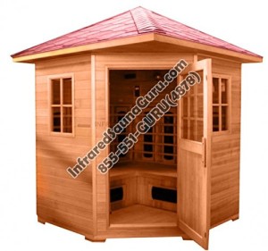 CORNER SIERRA RUSTIC CANADIAN CEDAR OUTDOOR INFRARED SAUNA