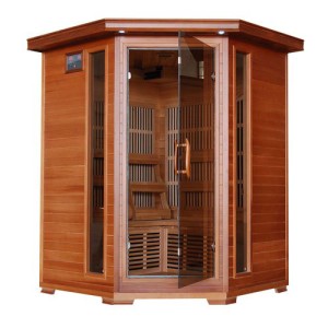 Harvil Serenity 3-Person Corner Cedar Sauna with Carbon Infrared Heaters