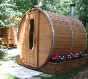 Outdoor Barrel Sauna Room 7' x 7' -Wood Fired Sauna